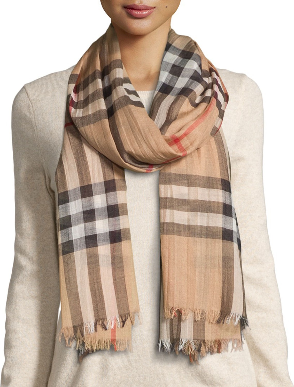 Burberry London England Giant Check Gauze Scarf