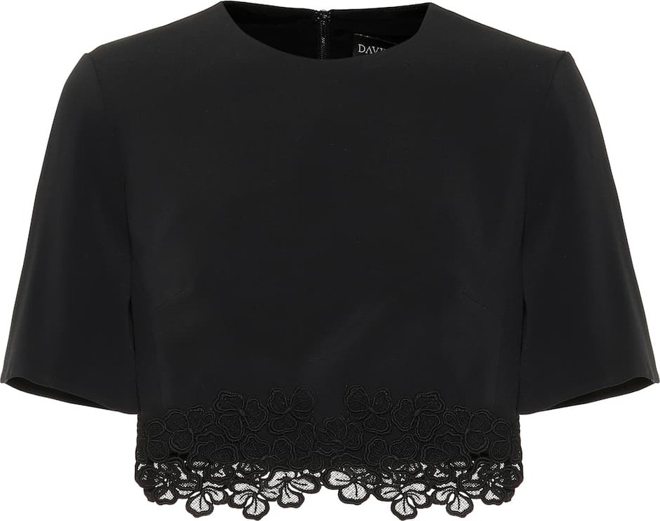 David Koma Cady and macramé crop top