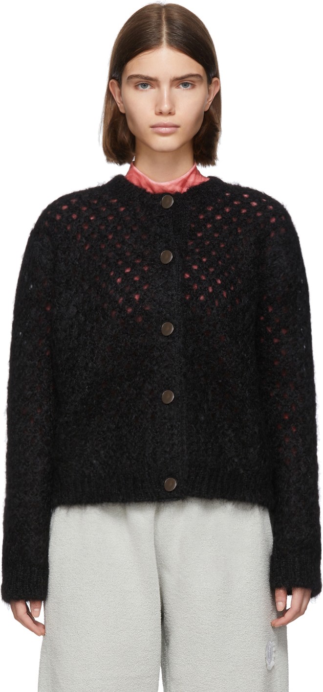 MARC JACOBS Black Mohair Fishnet Cardigan