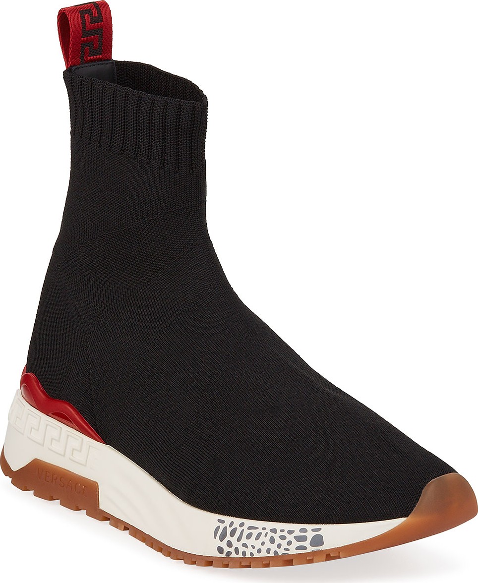 Versace Men's Script Knit Sock Sneakers
