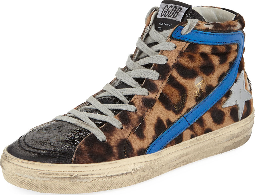 Golden Goose Deluxe Brand Slide Leopard High-Top Sneakers
