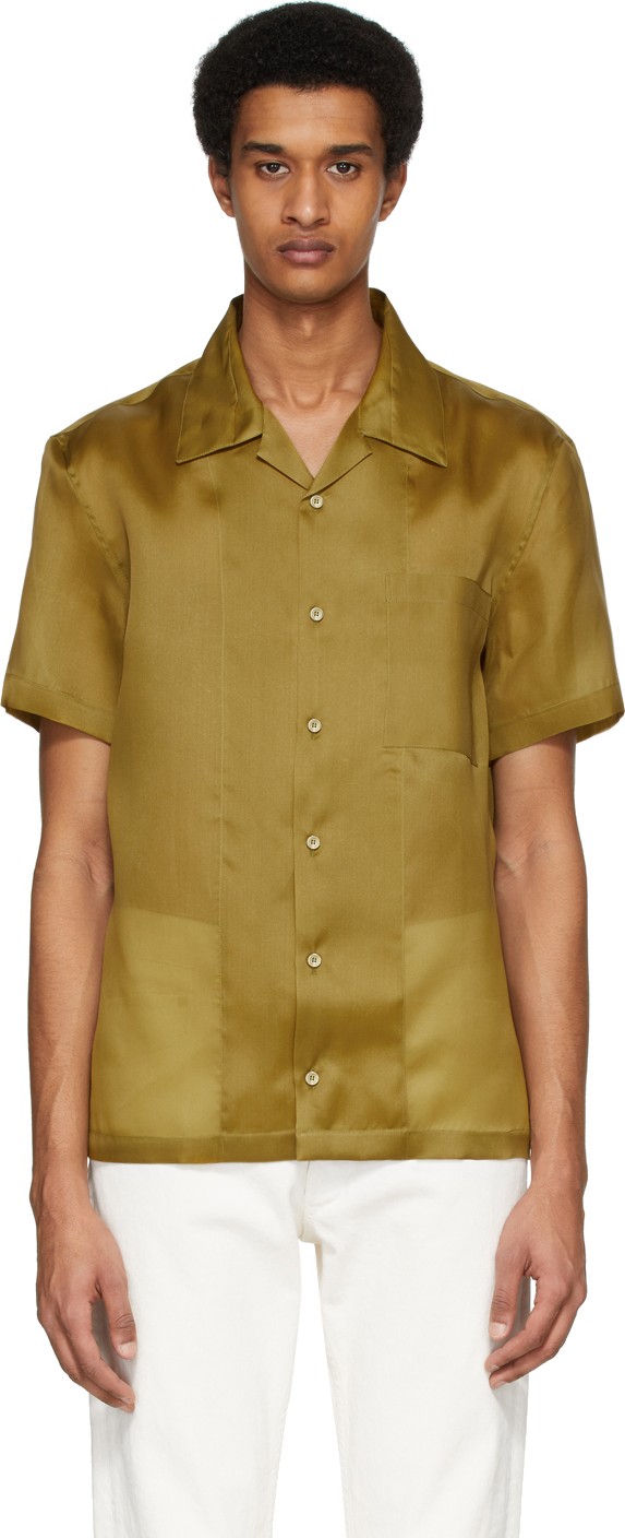 Helmut Lang Tan Silk Casual Fit Shirt