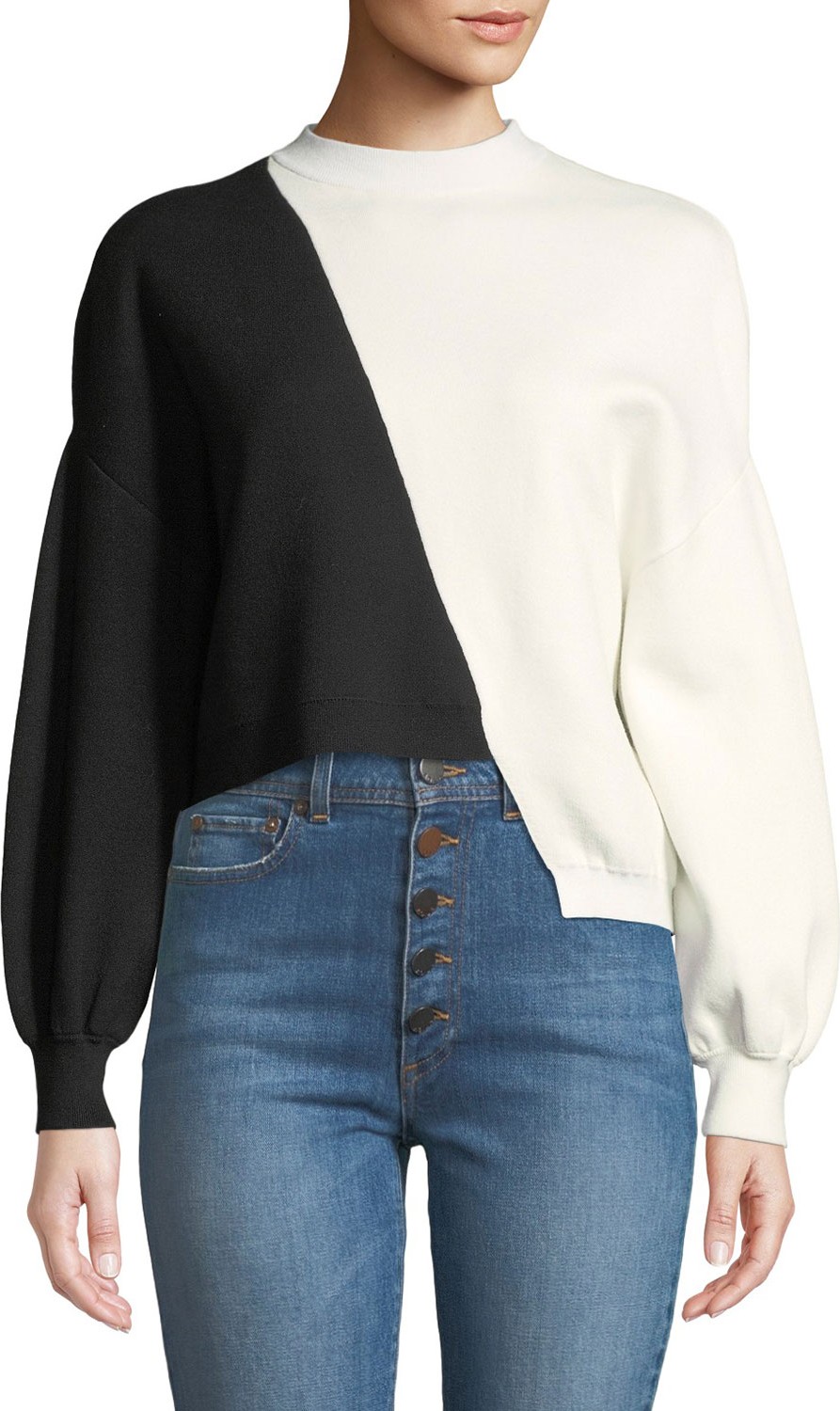 Alice + Olivia Elyse Cropped Asymmetrical Pullover