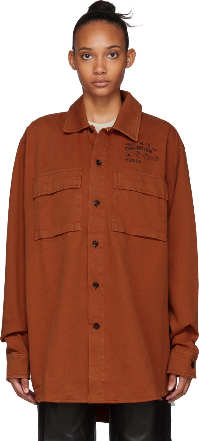 Off White Orange Gabardine Shirt