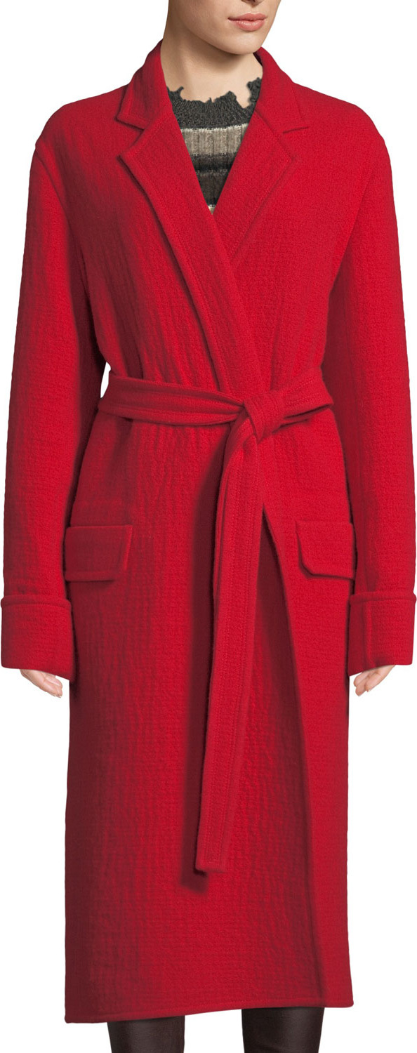 Helmut Lang Belted Wool Blanket Coat