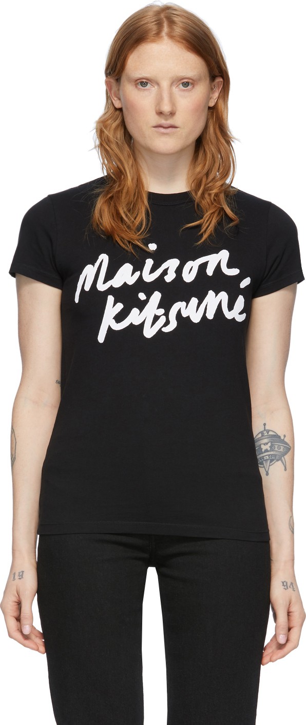 Maison Kitsune Black Handwriting T-Shirt