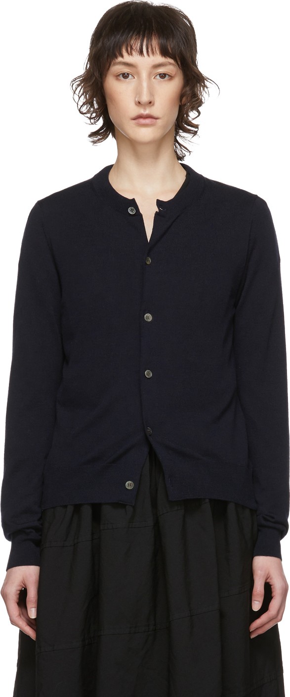 Comme Des Garçons Comme Des Garçons Navy Worsted Wool Cardigan