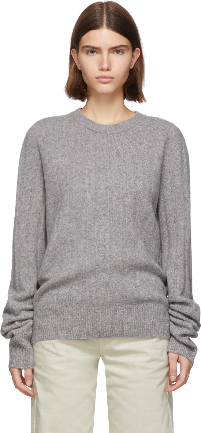 Helmut Lang Grey Wool & Cashmere Felted Sweater