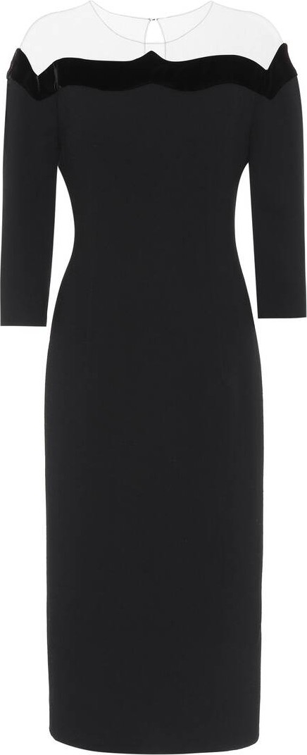 Oscar De La Renta Organza-trimmed wool-crêpe dress