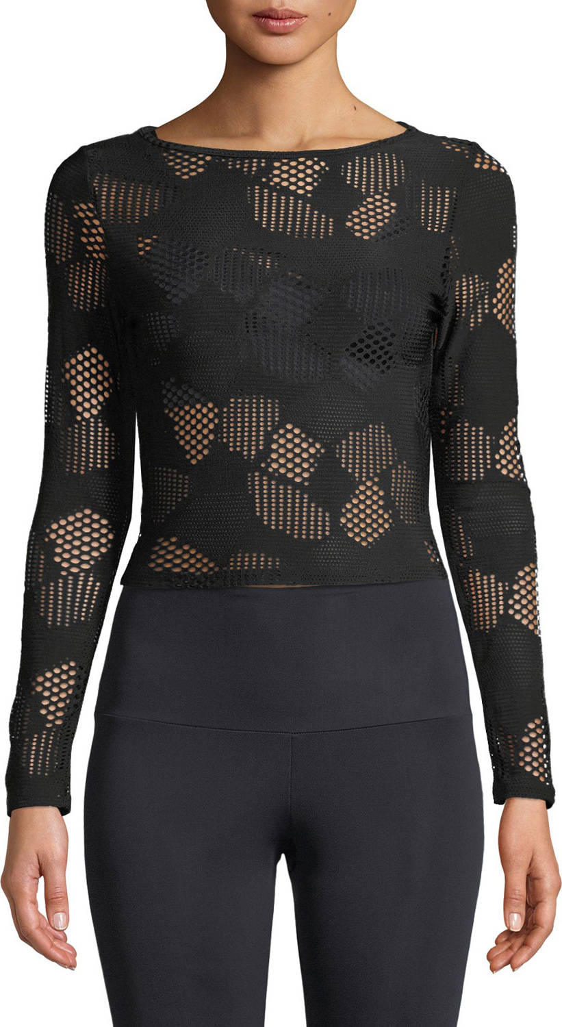 ONZIE Long-Sleeve Mesh Active Crop Top
