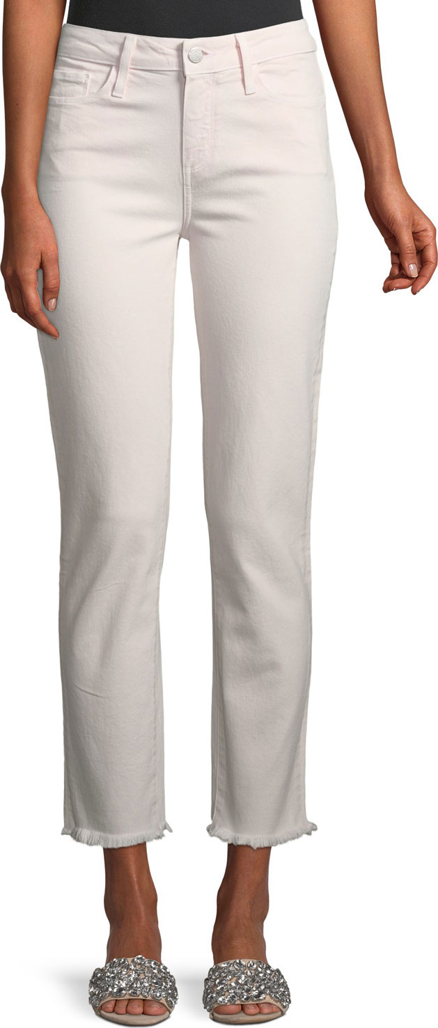 PAIGE Hoxton Straight-Leg Ankle Jeans w/ Fray Hem