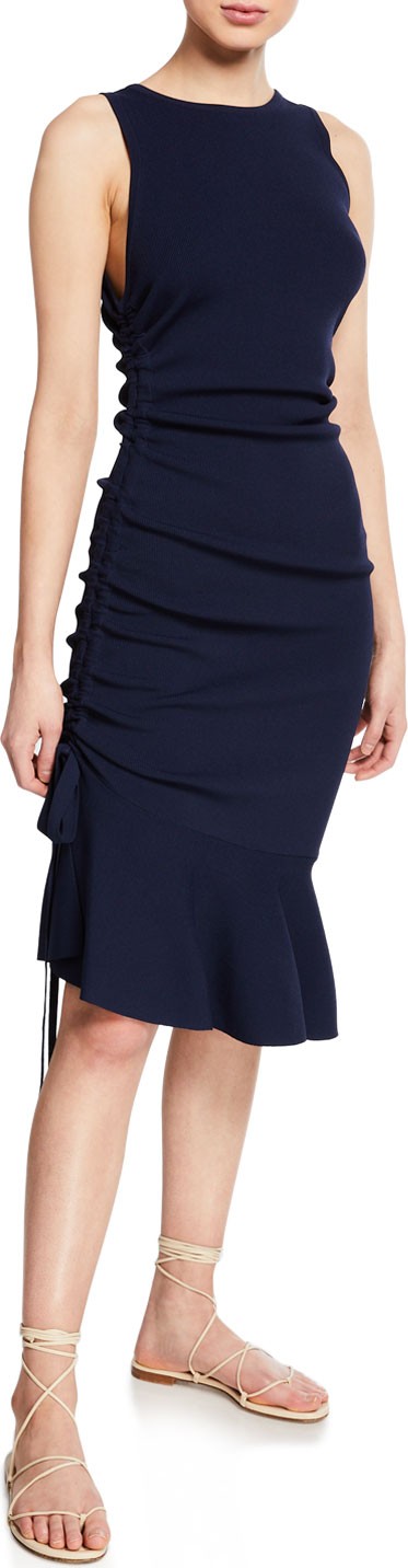 MILLY Sleeveless Bodycon Dress with Shirred Side