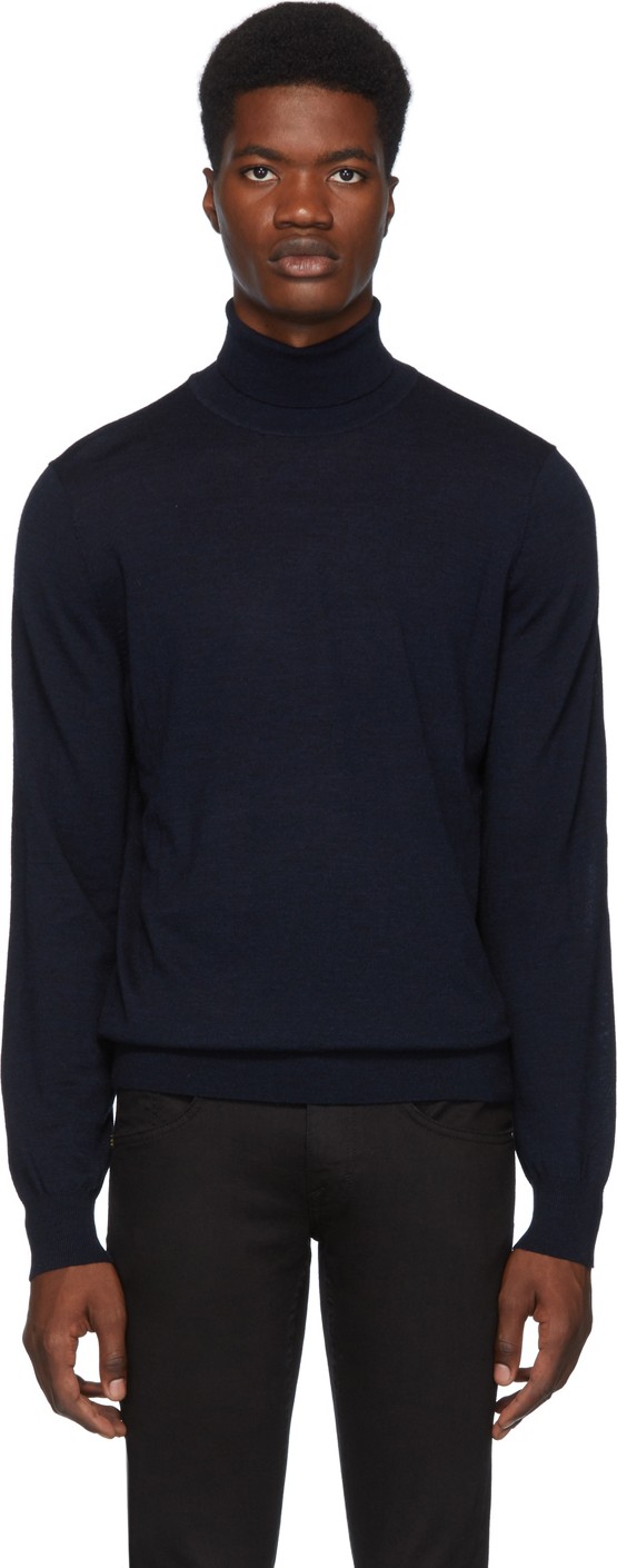 Tiger Of Sweden Navy Wool Neville Turtleneck