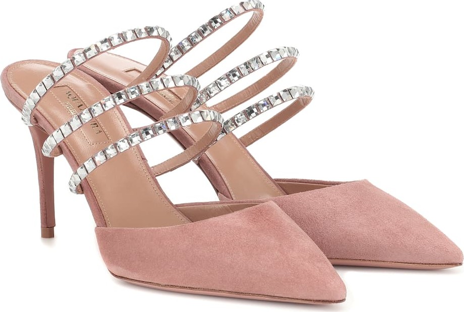 Aquazzura Donata 85 suede mules