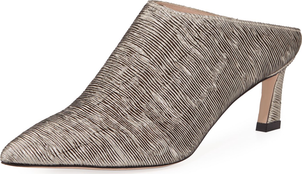 Stuart Weitzman Mira Kitten Pointed Mule, Argento
