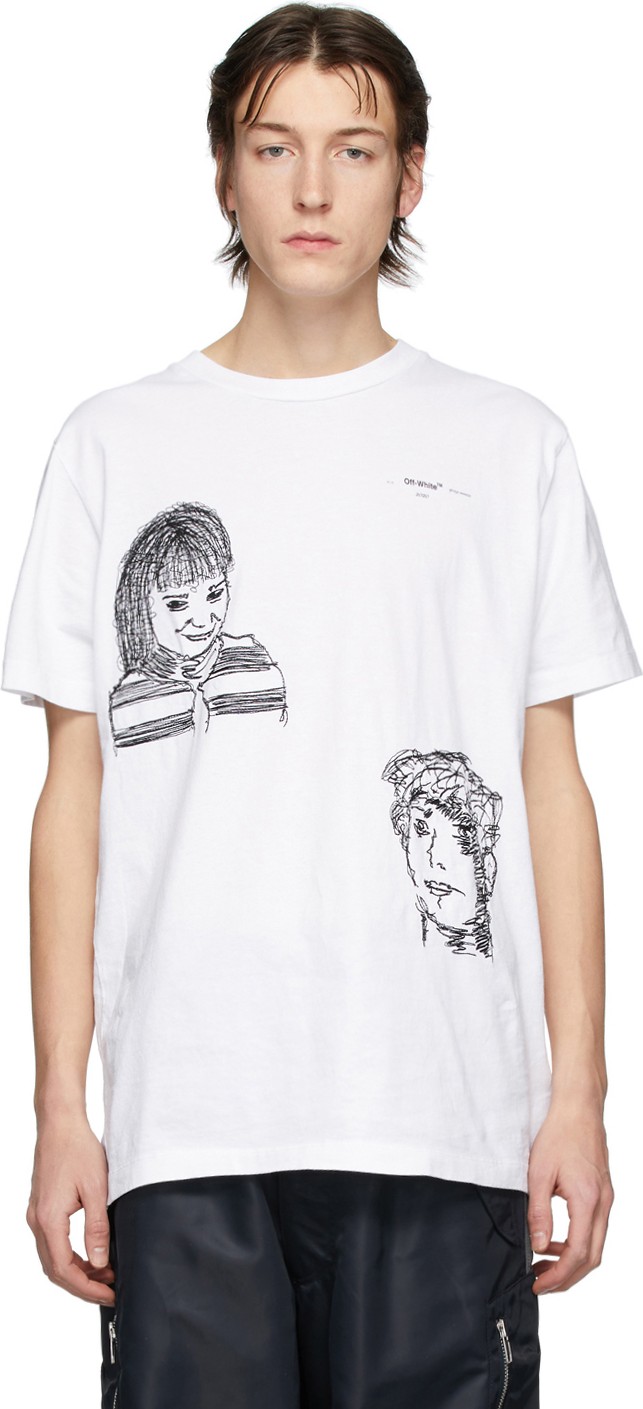 Off White White Little Girl T-Shirt