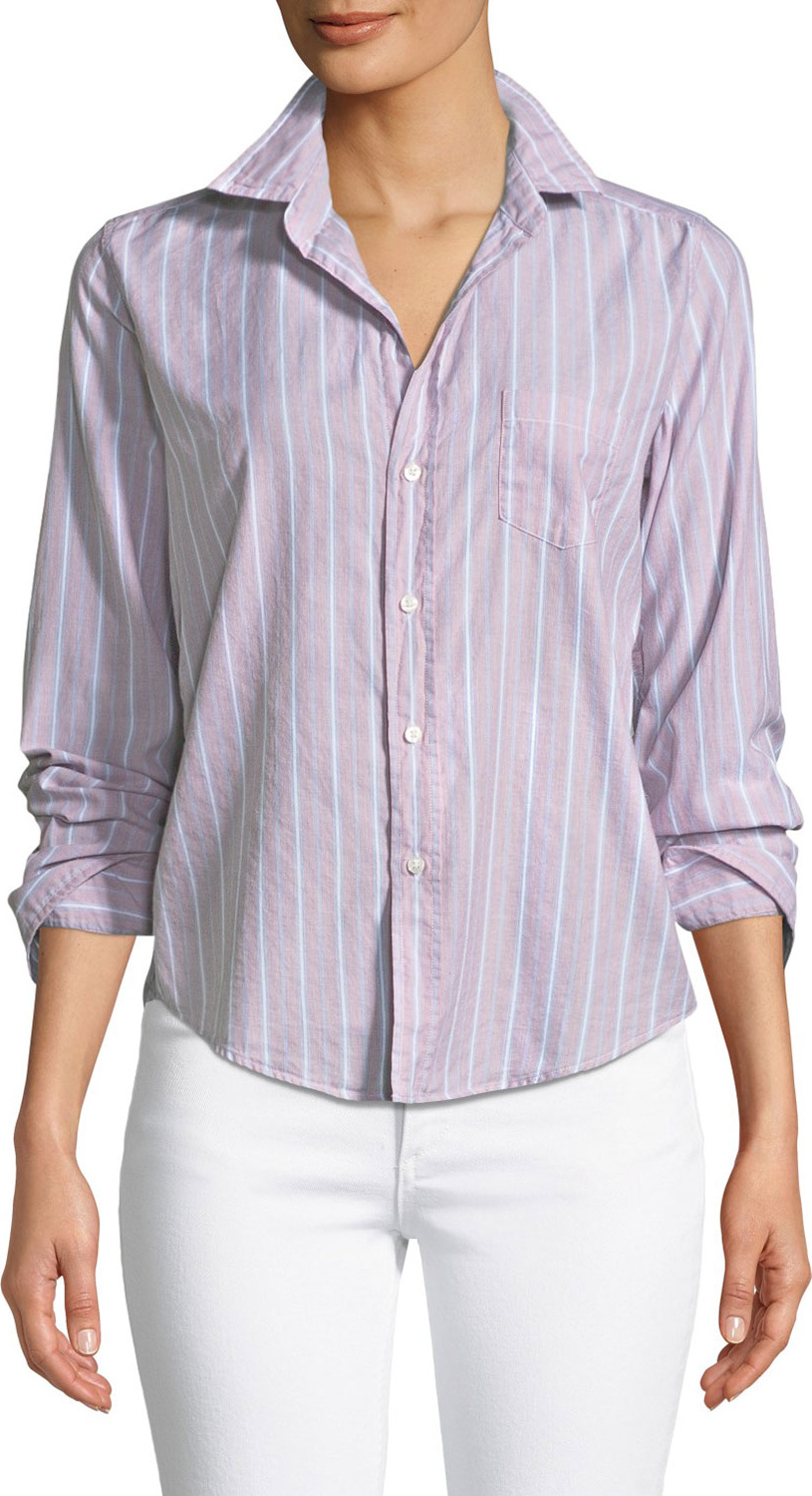 Frank & Eileen Barry Striped Button-Front Cotton Shirt