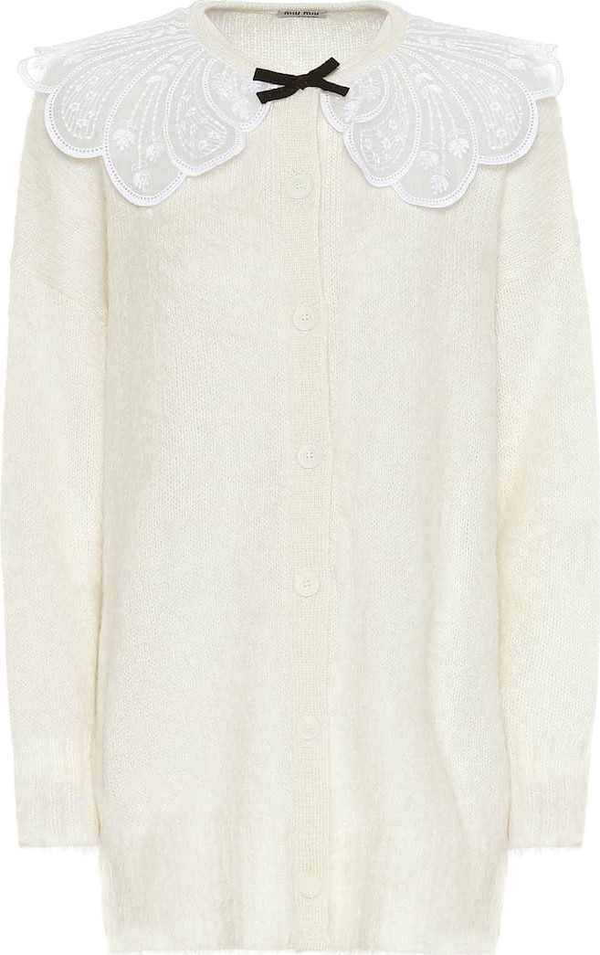 Miu Miu Lace-trimmed mohair-blend cardigan