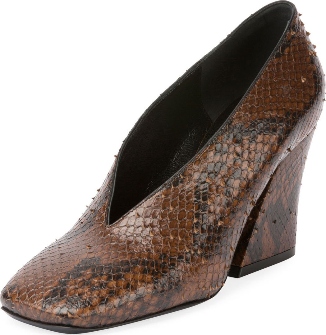 Dries Van Noten Square-Toe V-Neck Block-Heel Pump