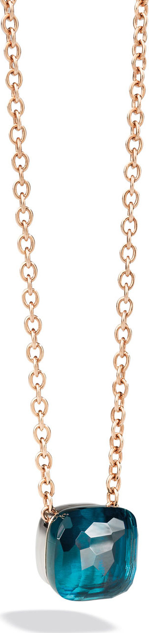 Pomellato Nudo Grande 18k Rose Gold Blue Topaz Pendant Necklace