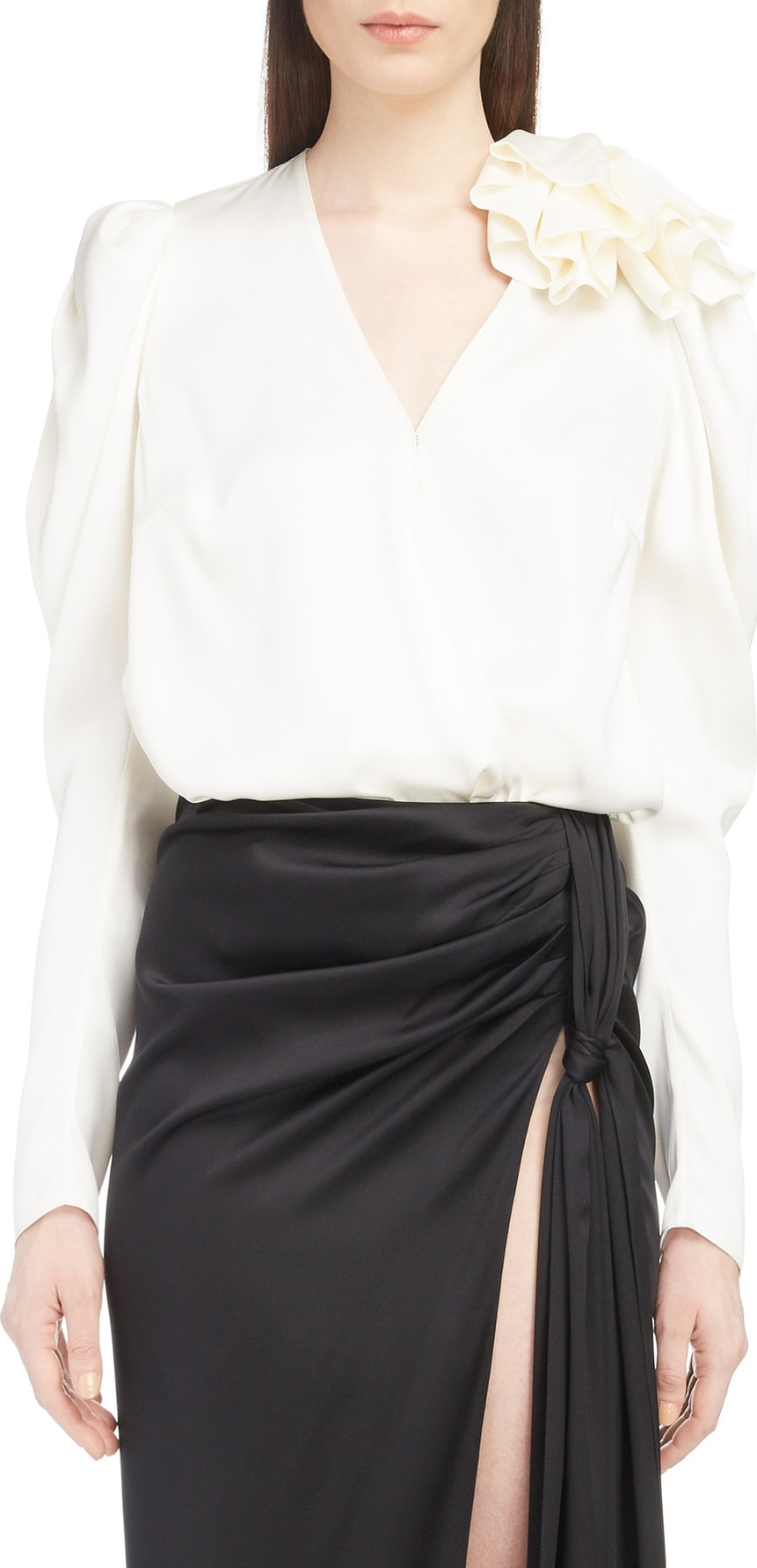 Magda Butrym Ruffle Shoulder Silk Blouse