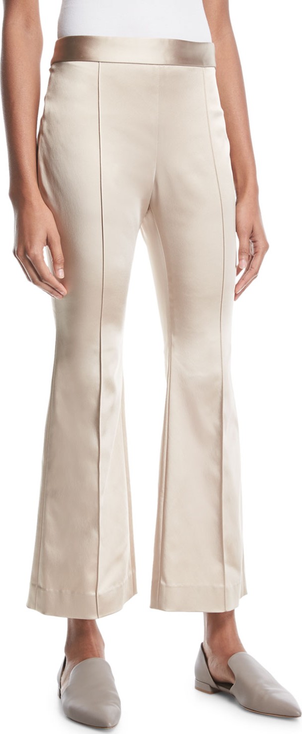 Rosetta Getty Flared-Leg Duchess Satin Cropped Pants