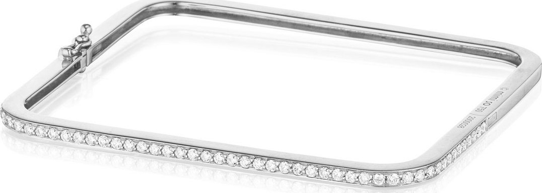 Mimi So Piece 18k White Gold Half-Pave Square Bangle