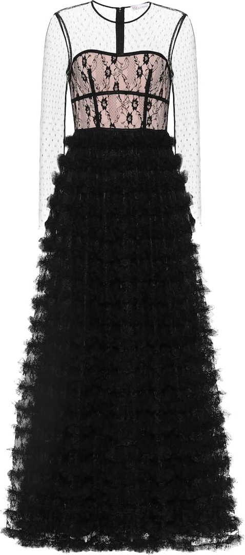 RED Valentino Lace-trimmed tulle gown