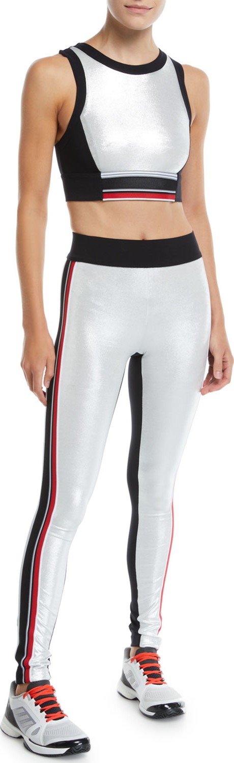 NO KA'OI Hihu Metallic Mid-Impact Sports Bra