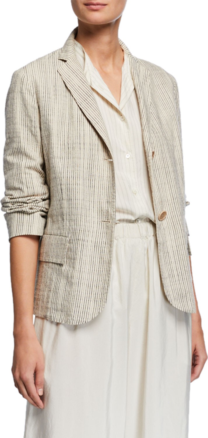 Aspesi Pinstripe Boxy Organic Cotton Jacket