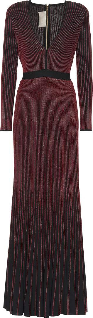 ELIE SAAB Metallic rib-knit maxi dress
