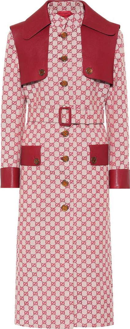 Gucci GG leather-trimmed trench coat