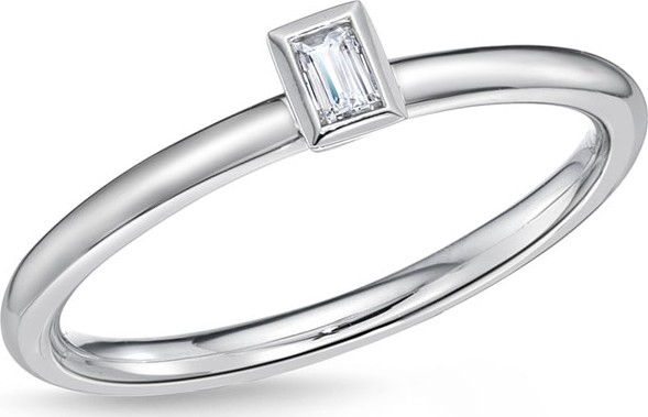 Memoire 18k White Gold Brilliant-Cut Diamond Stack Ring, Size 6.5