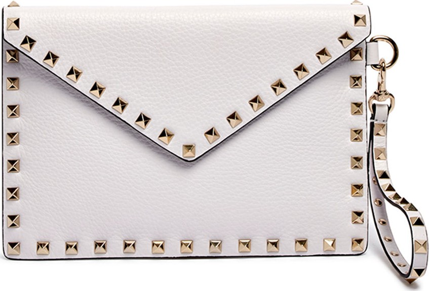Valentino Rockstud Envelope Flap Wristlet Pouch