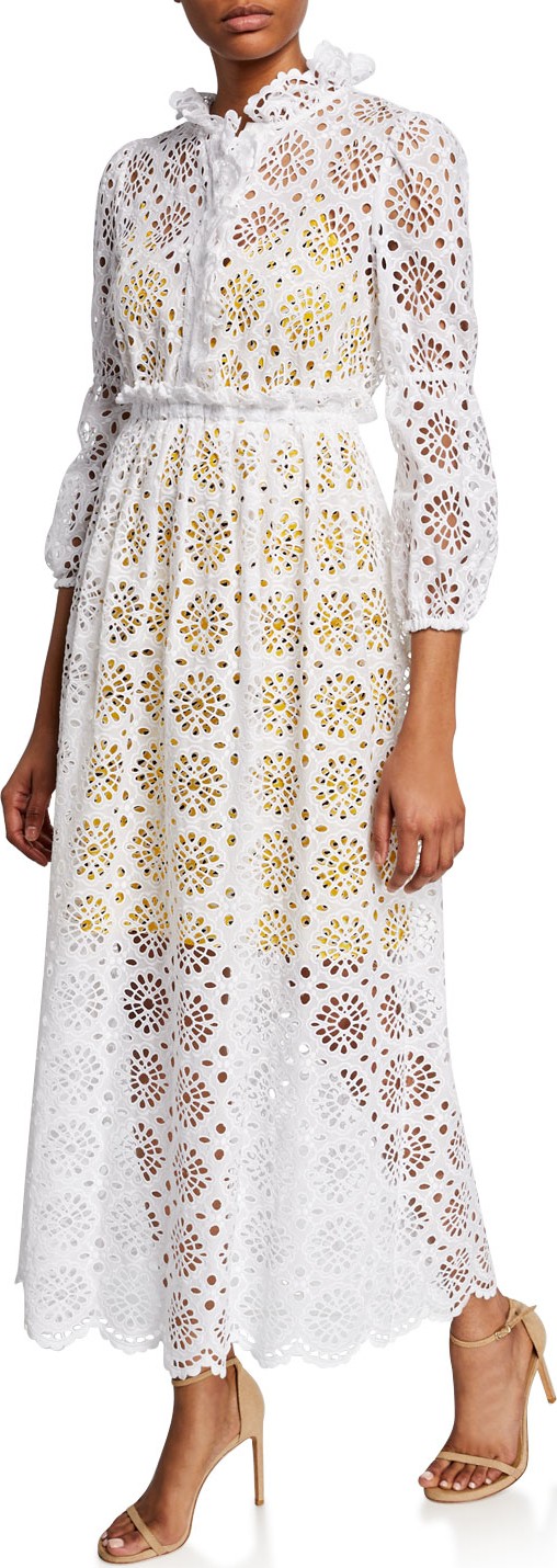 DIANE von FURSTENBERG Leandra Eyelet Button-Front Maxi Dress
