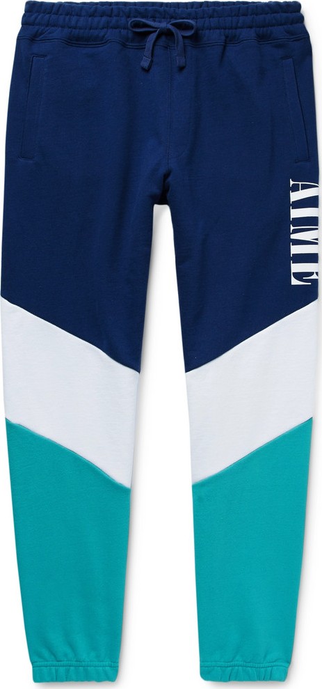Aimé Leon Dore Tapered Logo-Print Colour-Block Loopback Cotton-Jersey Sweatpants