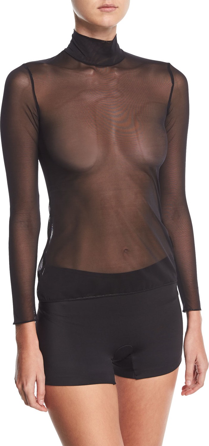 Commando Chic Mesh Turtleneck Top
