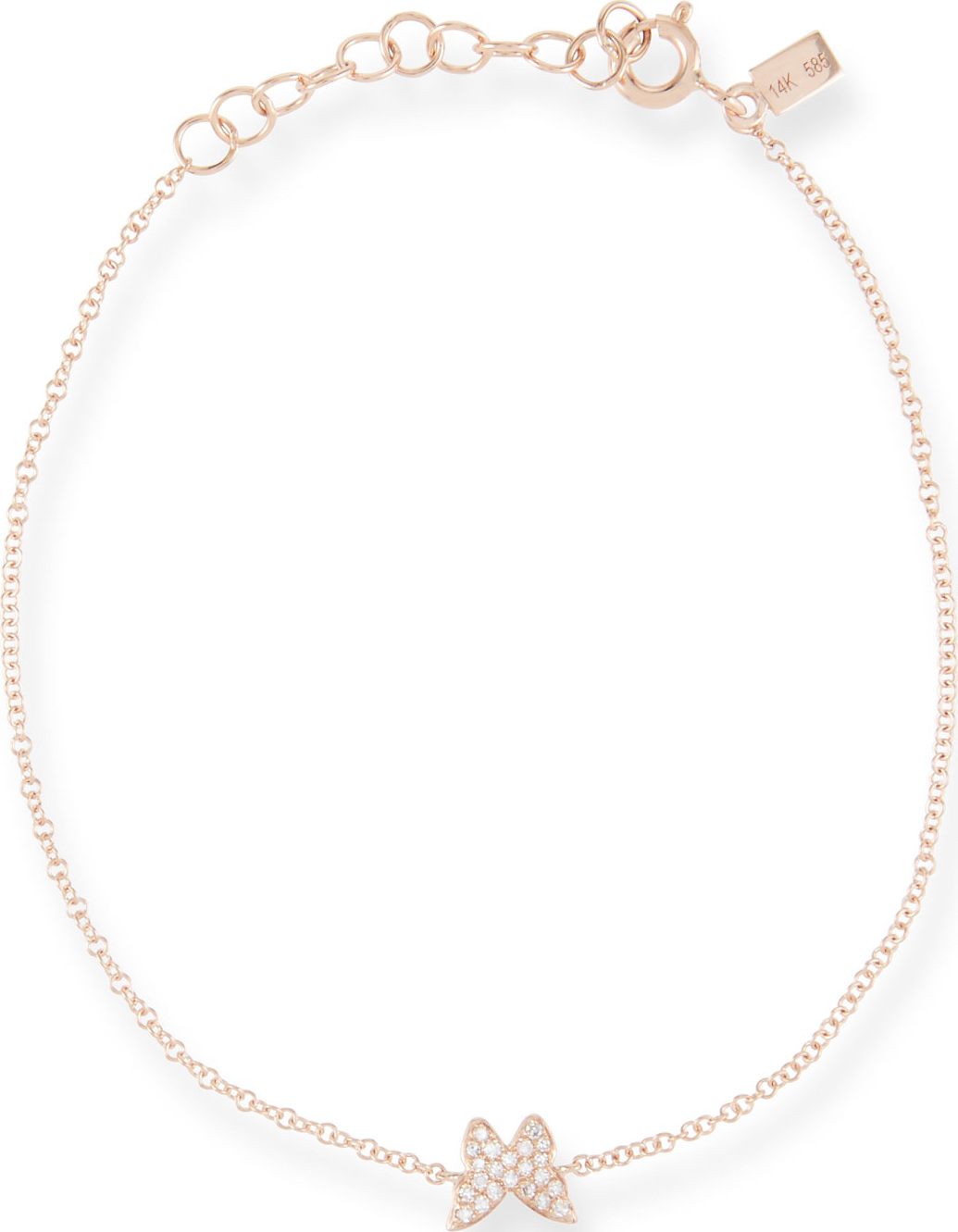 EF Collection 14k Rose Gold Diamond Butterfly Bracelet