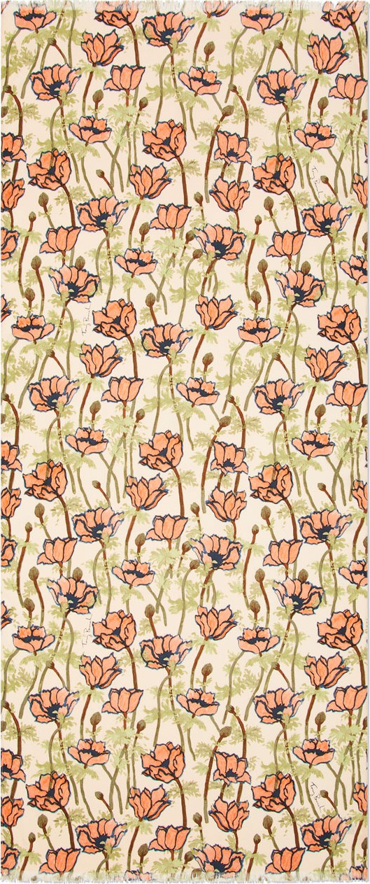 Tory Burch Poppy-Bloom Print Oblong Scarf