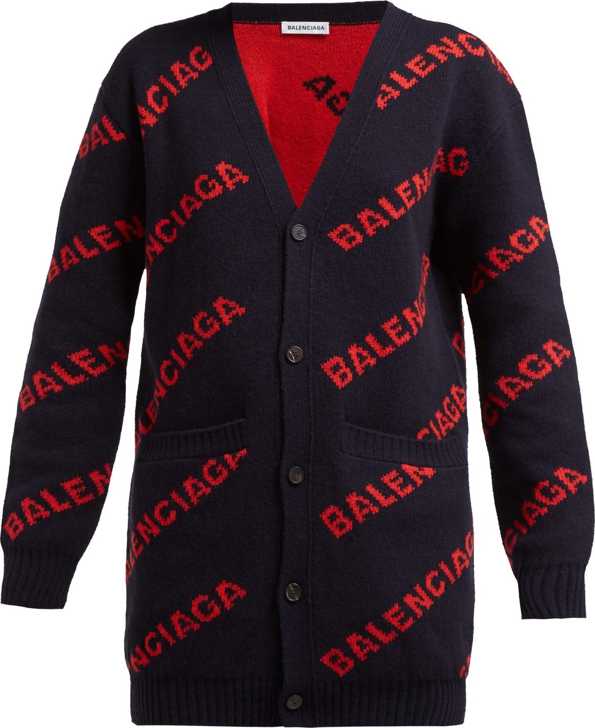 Balenciaga Logo-jacquard wool-blend cardigan
