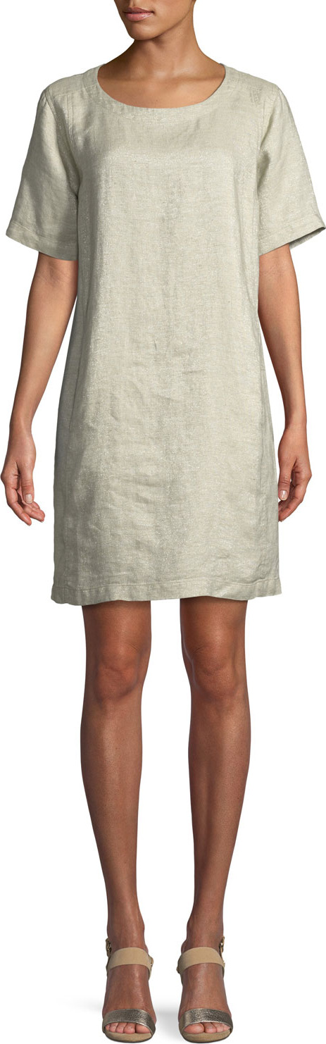 Eileen Fisher Twinkle Organic Linen Shift Dress