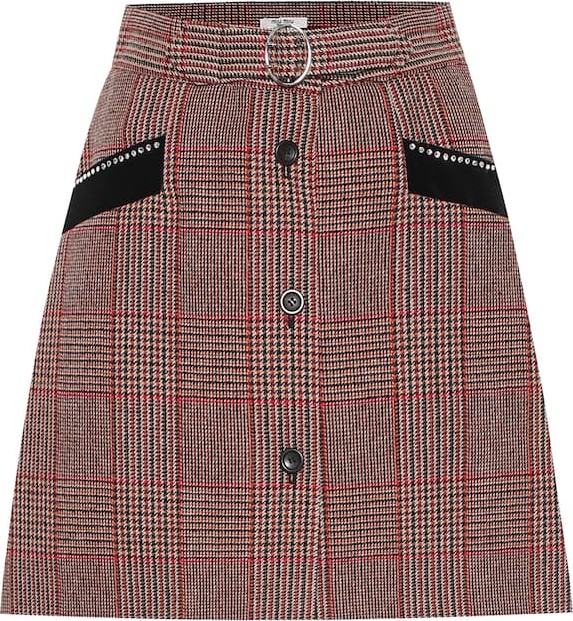 Miu Miu Checked wool-blend skirt