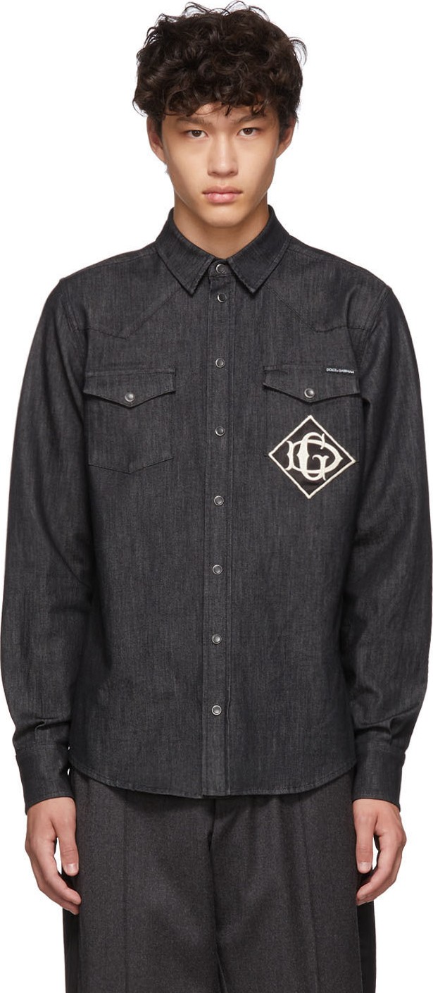 Dolce & Gabbana Black Denim Logo Shirt