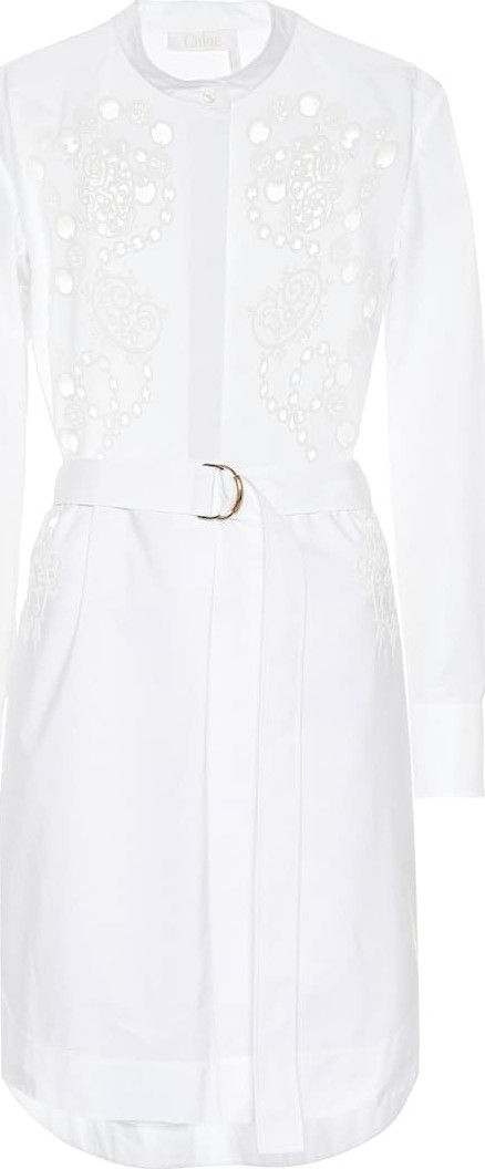 Chloe Eyelet lace cotton shirt dress