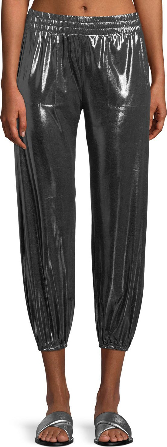 Norma Kamali Boyfriend Metallic Jogger Pants