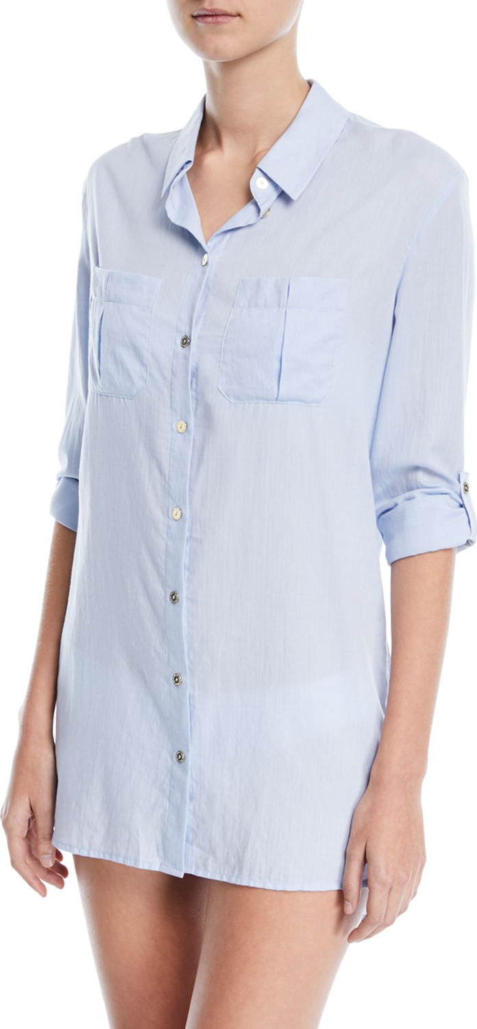 HEIDI KLEIN St. Barths Dipped Hem Cotton Shirt