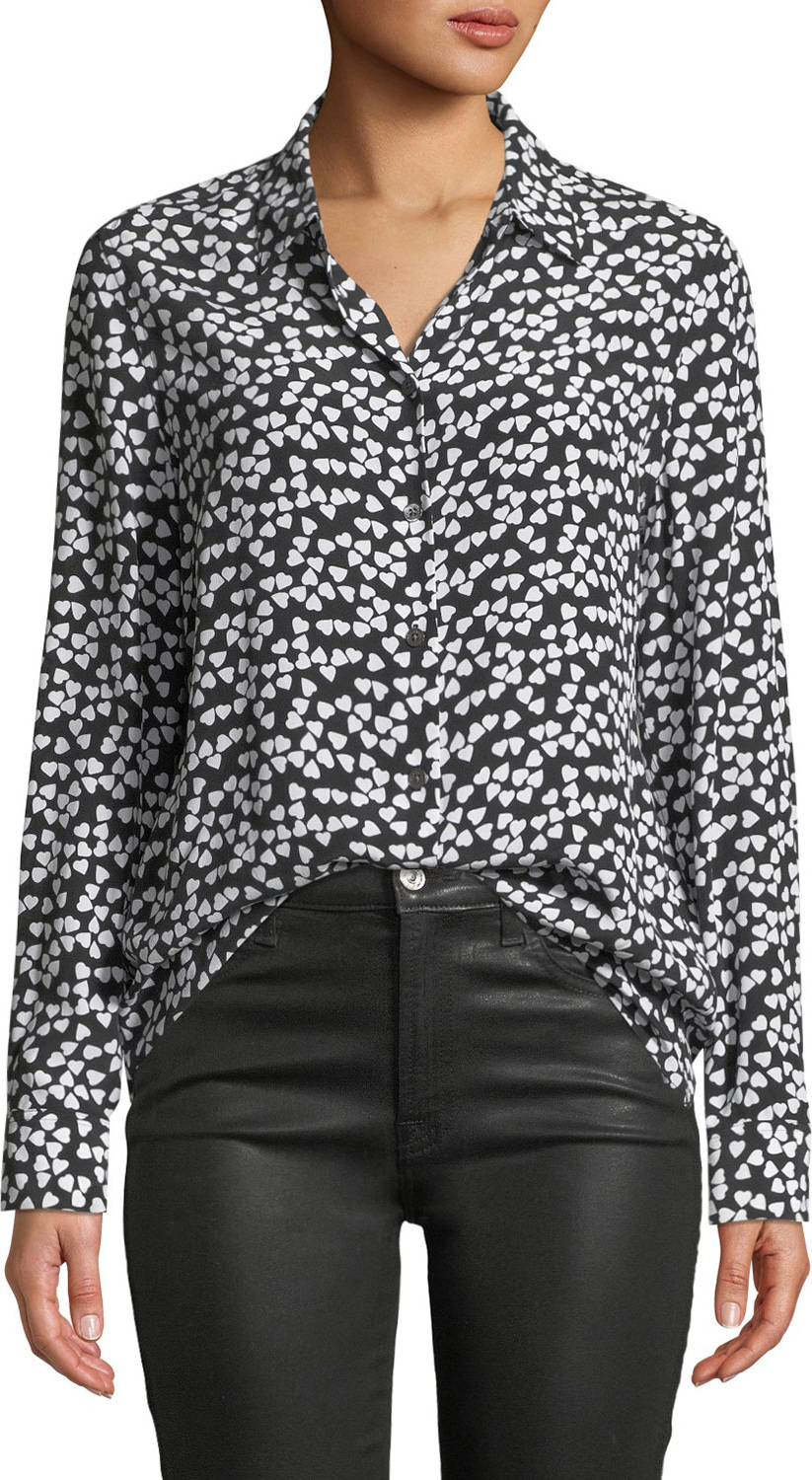 Equipment Hearts Silk Printed Button-Front Shirt