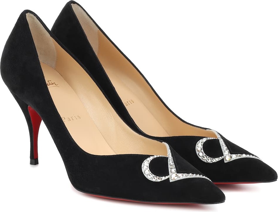 Christian Louboutin CL 80 embellished suede pumps