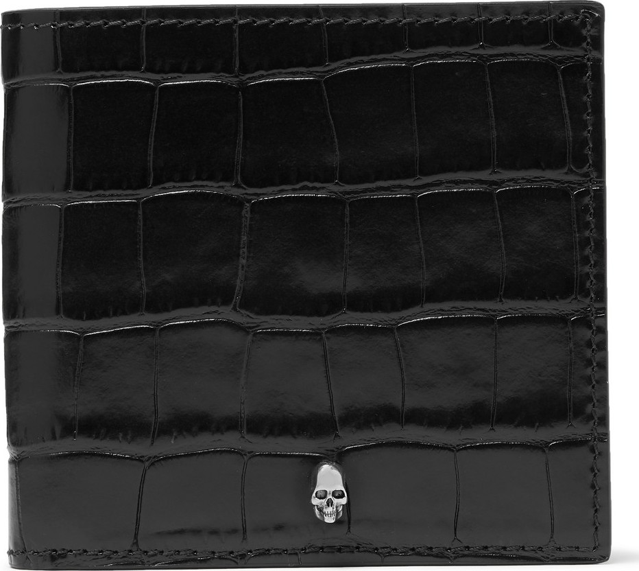 Alexander McQueen Croc-Effect Leather Billfold Wallet