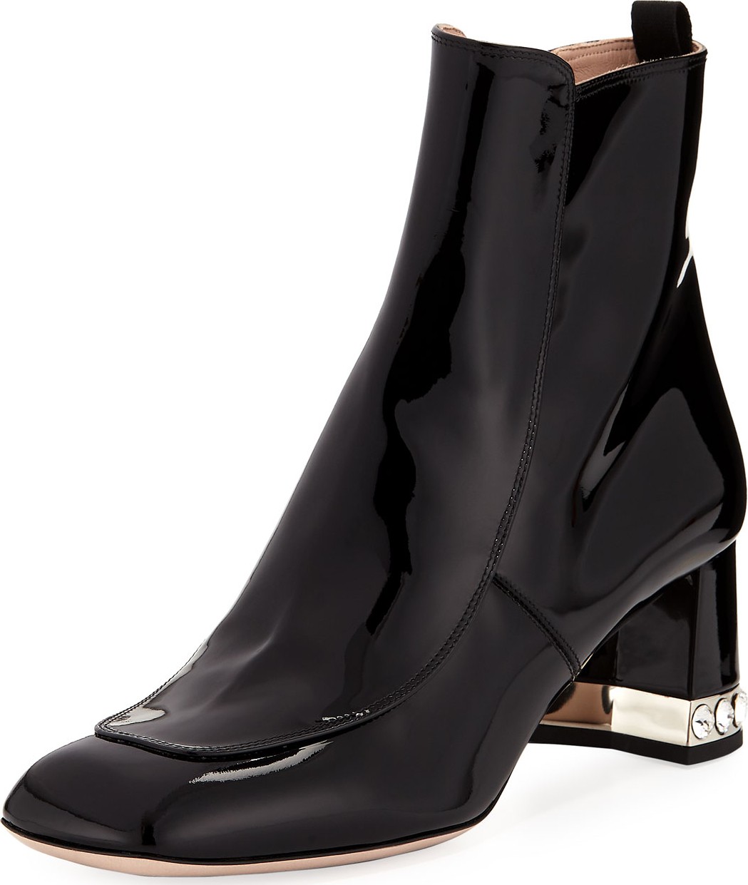 Miu Miu Patent Leather Block-Heel Ankle Boots